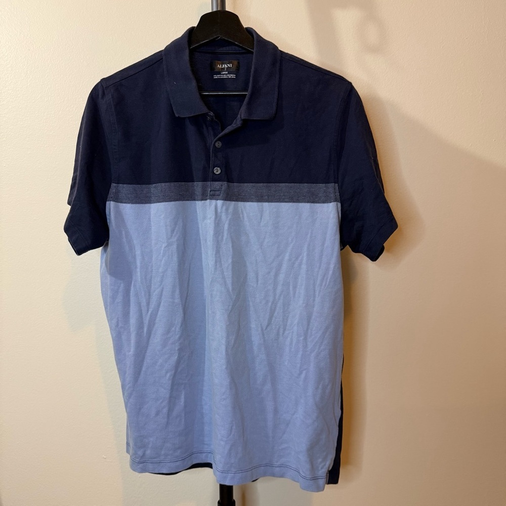 Alfani Two-Tone Polo Shirt in Navy and Light Blue